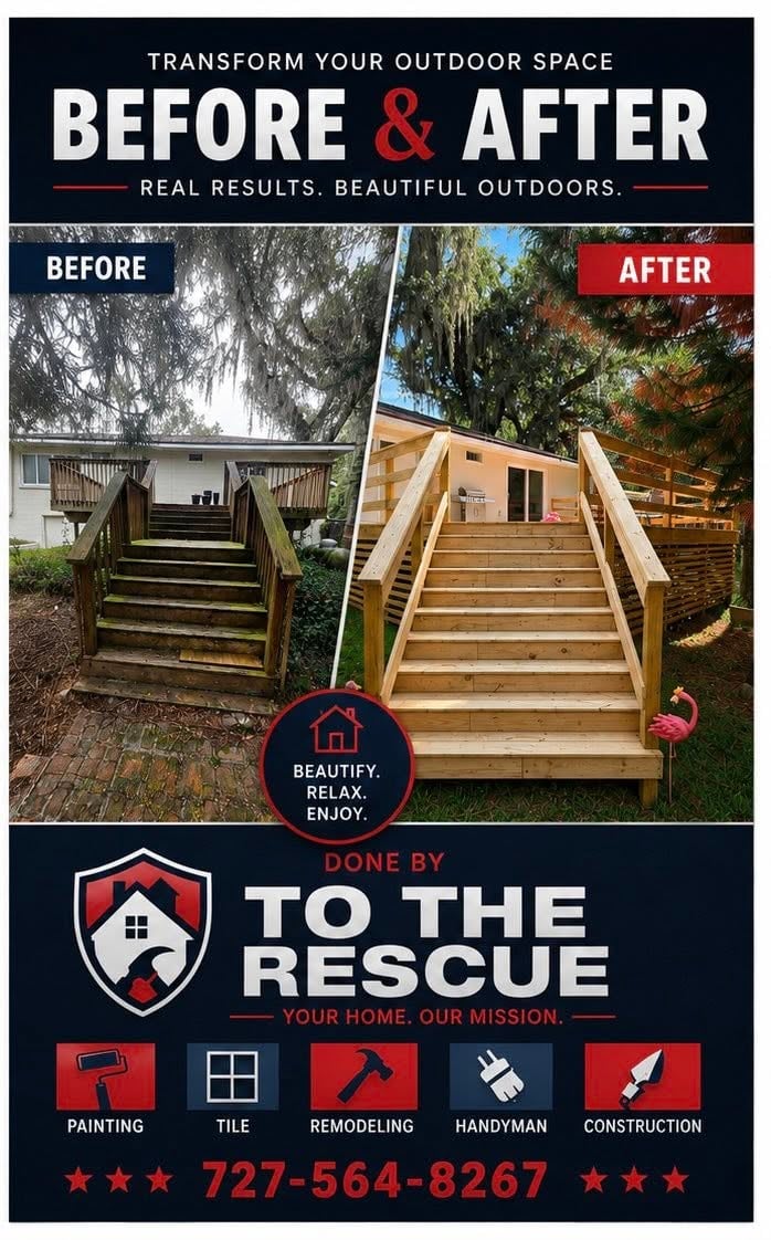 Before and after contractor work by To The Rescue LLC Florida