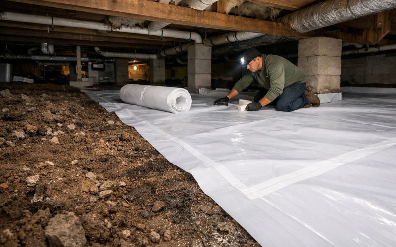 Mobile home vapor barrier installation in Hernando County FL